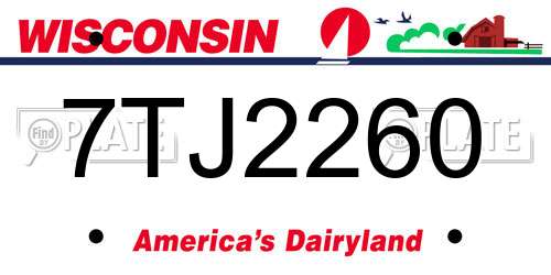 7TJ2260 Wisconsin License Plate