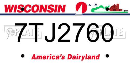 7TJ2760 Wisconsin License Plate