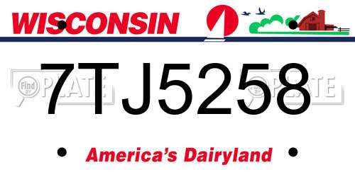 7TJ5258 Wisconsin License Plate