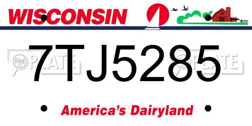 7TJ5285 Wisconsin License Plate