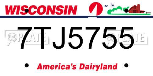 7TJ5755 Wisconsin License Plate