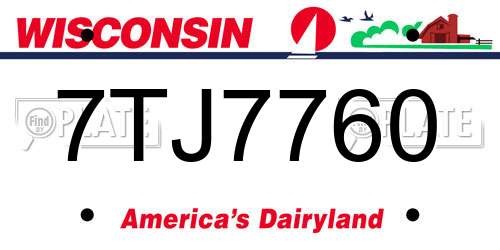 7TJ7760 Wisconsin License Plate