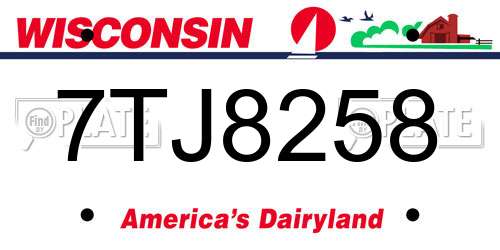 7TJ8258 Wisconsin License Plate