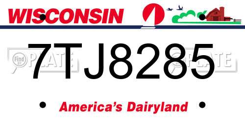 7TJ8285 Wisconsin License Plate