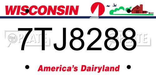 7TJ8288 Wisconsin License Plate