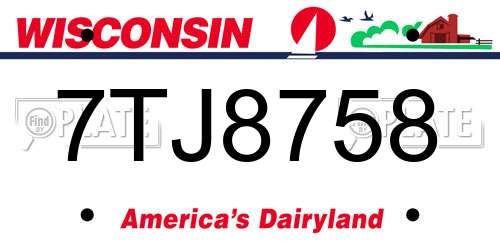 7TJ8758 Wisconsin License Plate