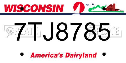 7TJ8785 Wisconsin License Plate