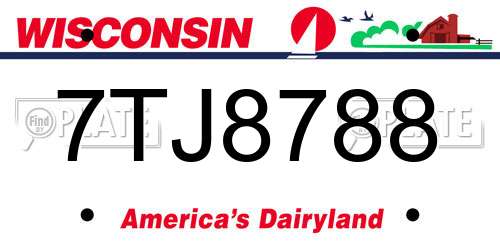 7TJ8788 Wisconsin License Plate