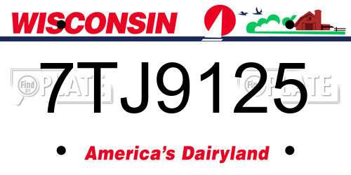 7TJ9125 Wisconsin License Plate