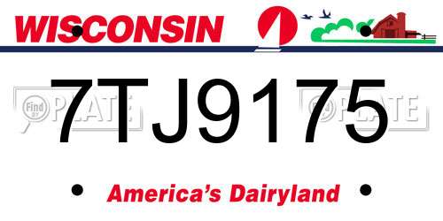7TJ9175 Wisconsin License Plate