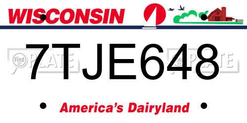 7TJE648 Wisconsin License Plate