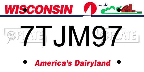 7TJM97 Wisconsin License Plate