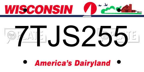 7TJS255 Wisconsin License Plate