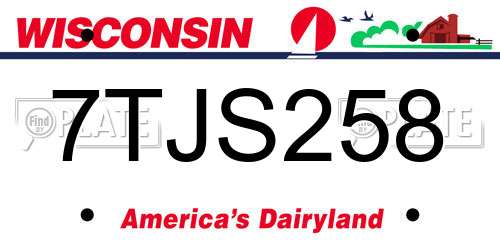 7TJS258 Wisconsin License Plate