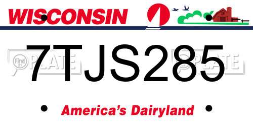 7TJS285 Wisconsin License Plate