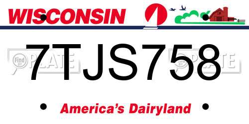 7TJS758 Wisconsin License Plate