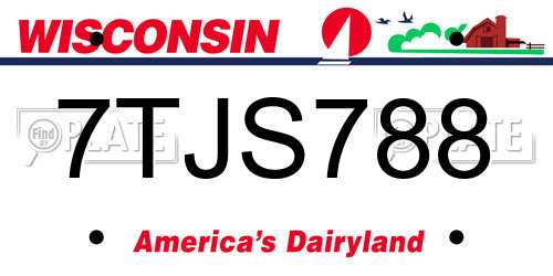 7TJS788 Wisconsin License Plate