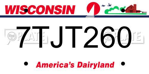 7TJT260 Wisconsin License Plate