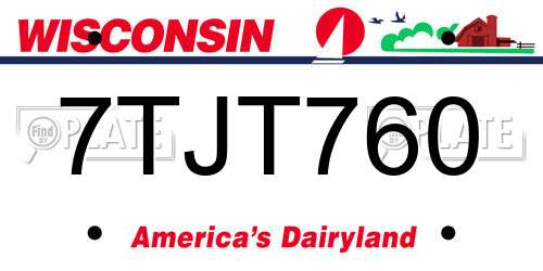 7TJT760 Wisconsin License Plate