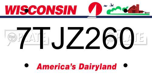 7TJZ260 Wisconsin License Plate