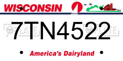 7TN4522 Wisconsin License Plate