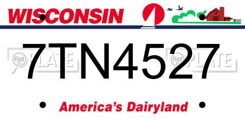 7TN4527 Wisconsin License Plate