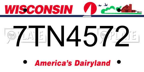 7TN4572 Wisconsin License Plate
