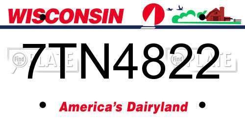 7TN4822 Wisconsin License Plate