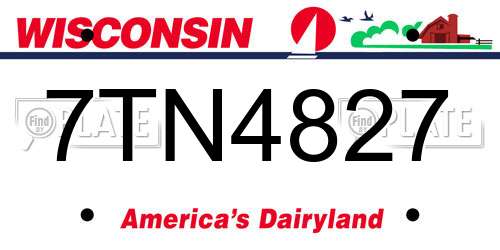 7TN4827 Wisconsin License Plate