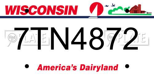 7TN4872 Wisconsin License Plate