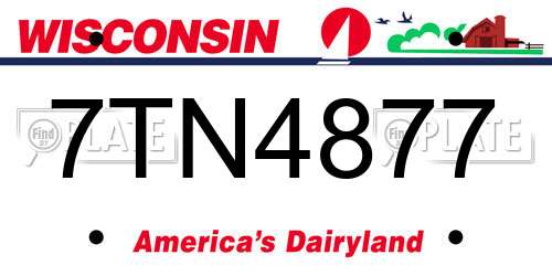 7TN4877 Wisconsin License Plate