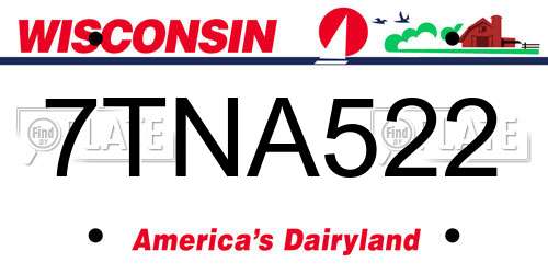 7TNA522 Wisconsin License Plate