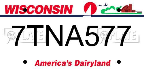 7TNA577 Wisconsin License Plate