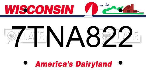 7TNA822 Wisconsin License Plate