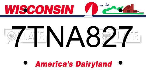 7TNA827 Wisconsin License Plate