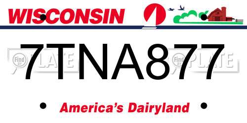 7TNA877 Wisconsin License Plate