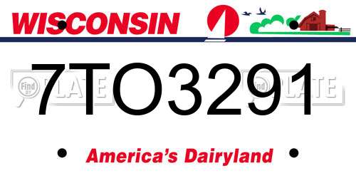 7TO3291 Wisconsin License Plate