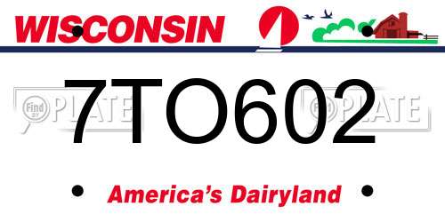 7TO602 Wisconsin License Plate