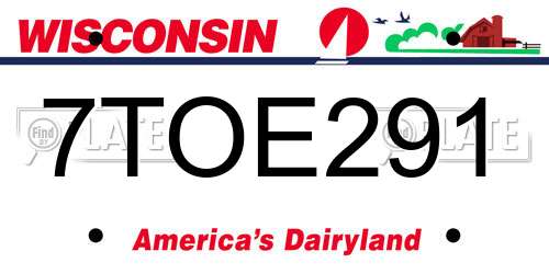 7TOE291 Wisconsin License Plate