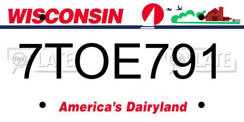 7TOE791 Wisconsin License Plate