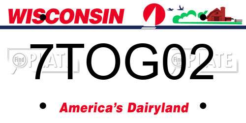 7TOG02 Wisconsin License Plate
