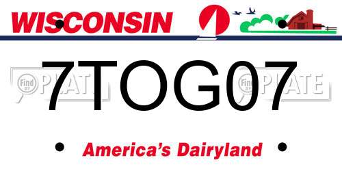 7TOG07 Wisconsin License Plate