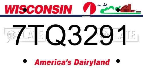 7TQ3291 Wisconsin License Plate