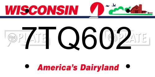 7TQ602 Wisconsin License Plate