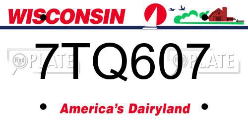 7TQ607 Wisconsin License Plate