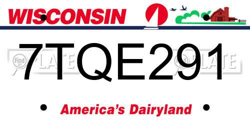 7TQE291 Wisconsin License Plate