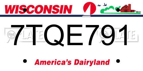 7TQE791 Wisconsin License Plate