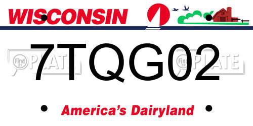 7TQG02 Wisconsin License Plate