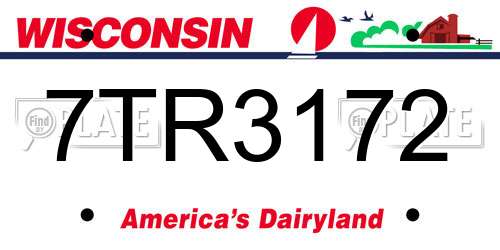 7TR3172 Wisconsin License Plate