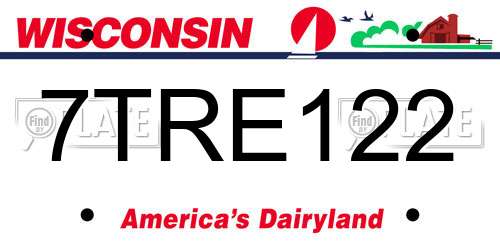 7TRE122 Wisconsin License Plate